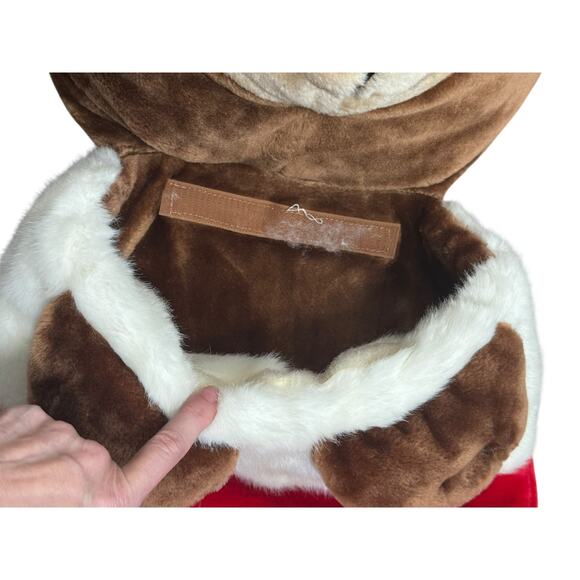 Vintage 80s Christmas Stocking Plush 3D Teddy Bear‎ Santa Hat 48" Humongous XL - Picture 5 of 13